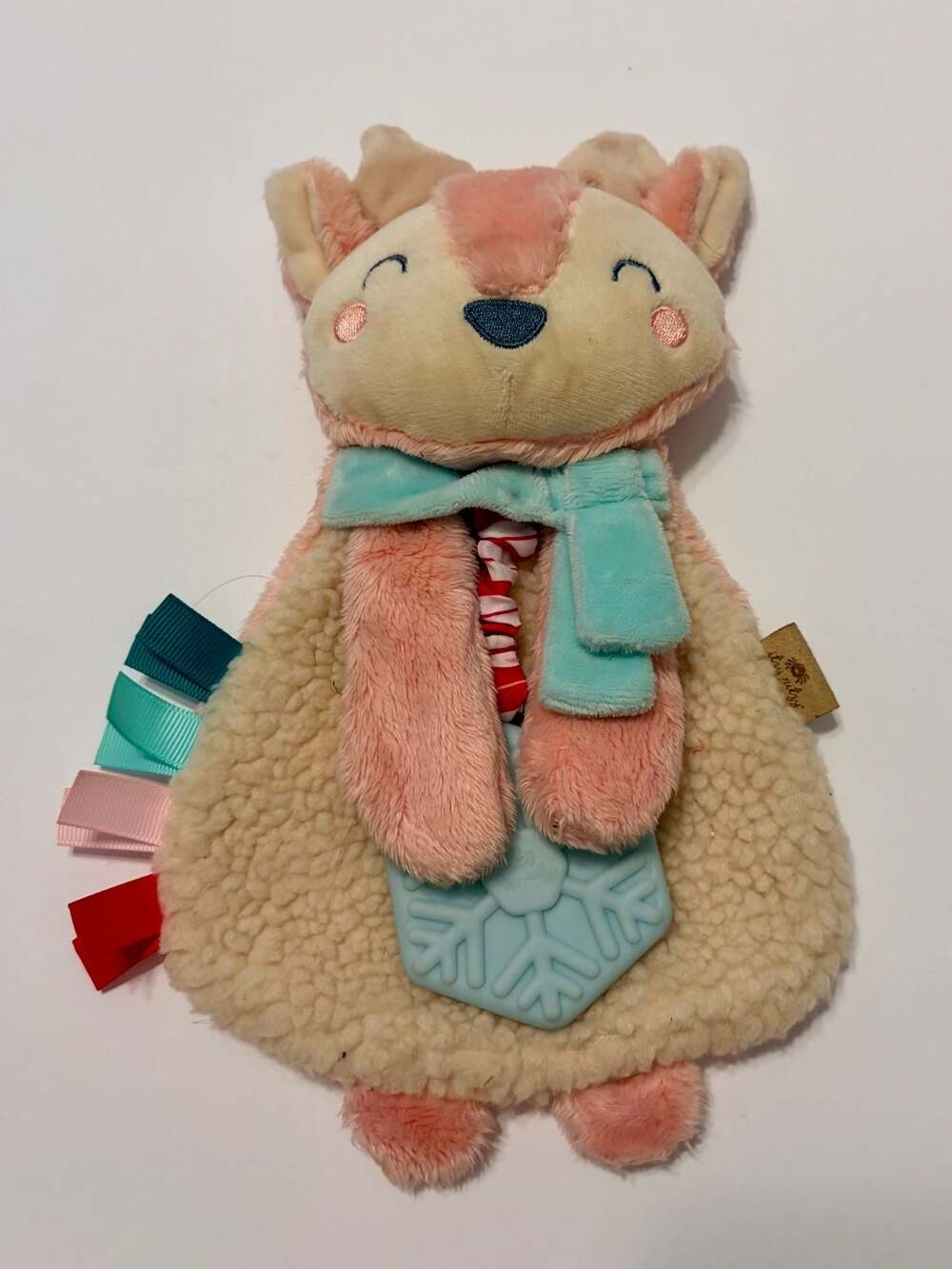 Itzy Ritzy Holiday Pink Reindeer Itzy Lovey Plush and Teether Toy